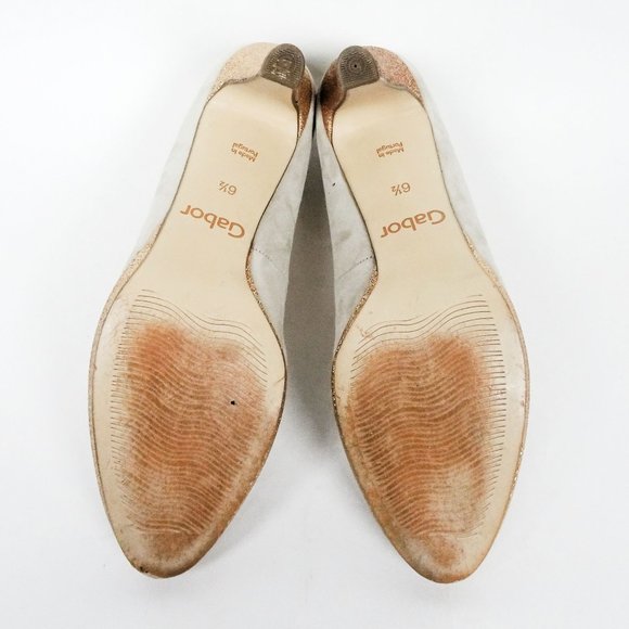 Gabor 61.270 Glitter Stone Gray Suede Leather High Heel Pumps Shoes 9 40 Sparkle - Picture 7 of 7